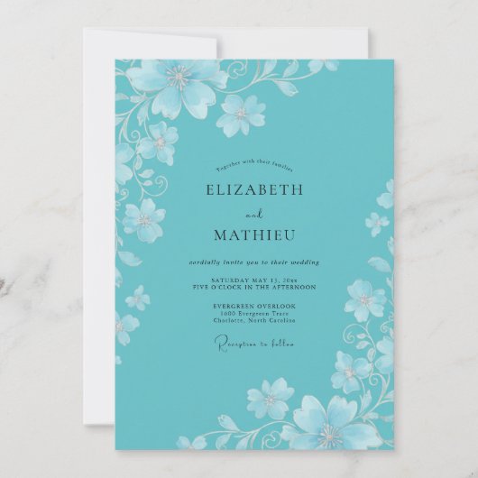 Invitation Mariage de bord de mer turquoise et dynamique (Devant)