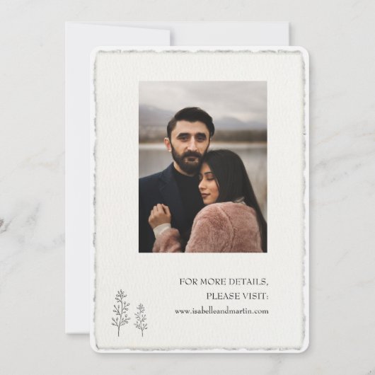 Invitation Mariage de bord déchiqueté à la main Faux (Dos)