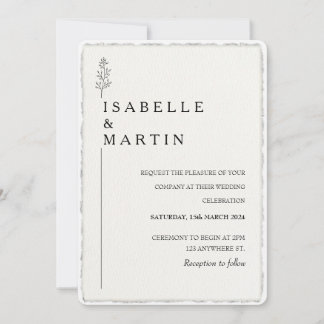 Invitation Mariage de bord déchiqueté à la main Faux