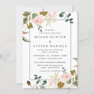 Invitation Mariage de bordure de couleur blanche et blanche