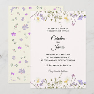 Invitation Mariage de bordure de prairie fleurie fantaisiste 