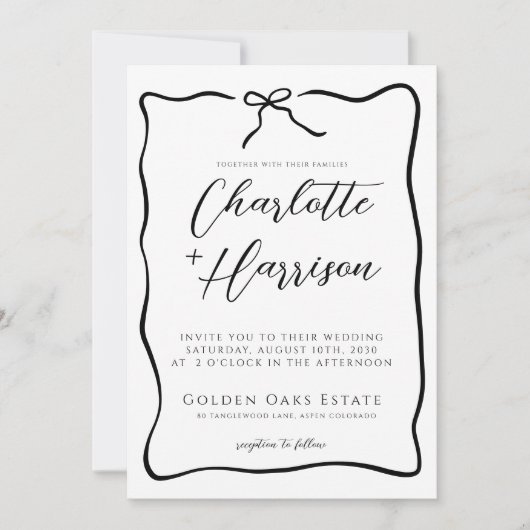 Invitation Mariage de bordure de script Whimsical (Devant)