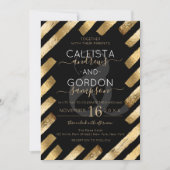 Invitation Mariage de bordure en bande en or noir chic (Devant)