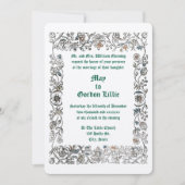 Invitation Mariage de bordure fleurie médiéval (Devant)