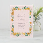 Invitation Mariage de bordure florale ambre (Debout devant)