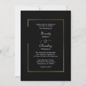 Invitation Mariage de bordure noir blanc noir classique (Devant)
