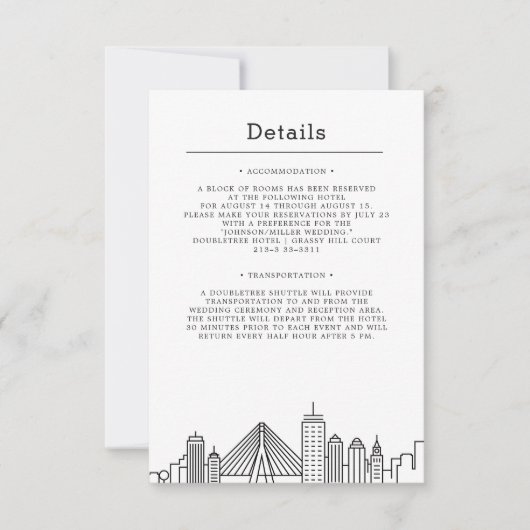 Invitation Mariage de Boston | Détails de l'invité (Devant)