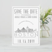 Invitation Mariage de Boston | Skyline stylisée Enregistrer l (Debout devant)