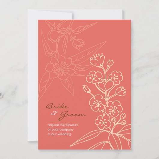 Invitation Mariage de Botanica (Corail) (Devant)