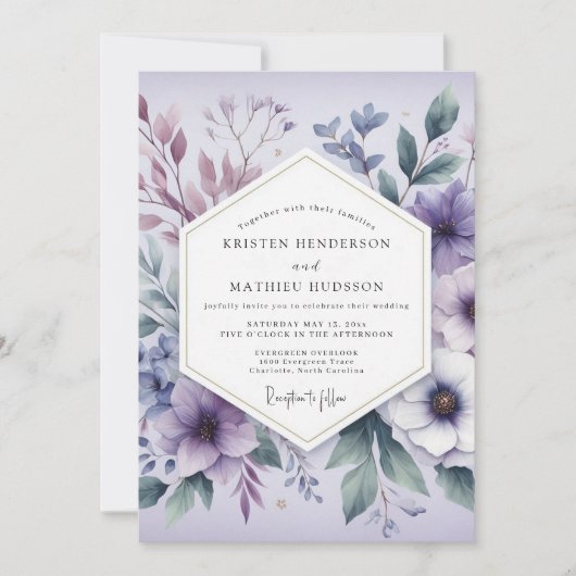 Invitation Mariage de Botaniques Éthérées de Lavande (Devant)