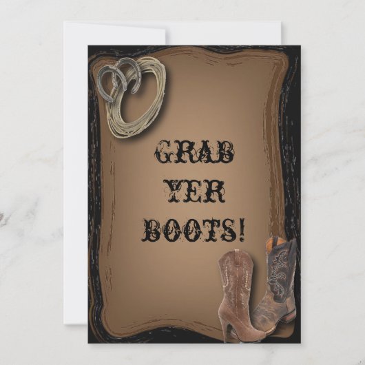 Invitation mariage de bottes de cowboy de l'ouest (Devant)