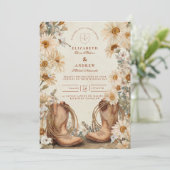 Invitation Mariage de bottes de fille de la marguerite rustiq (Debout devant)