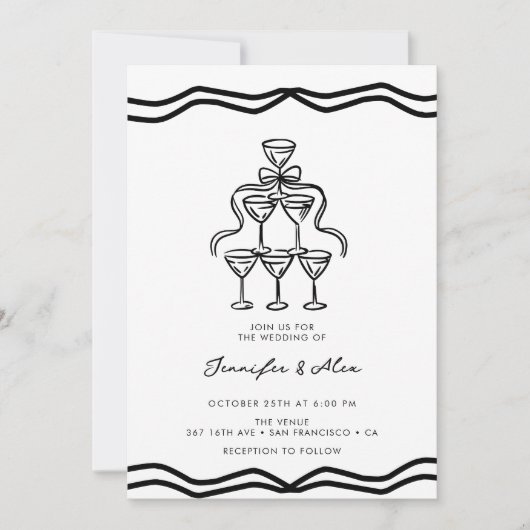 Invitation Mariage de boue de champagne Whimsical (Devant)