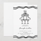 Invitation Mariage de boue de champagne Whimsical (Devant / Derrière)