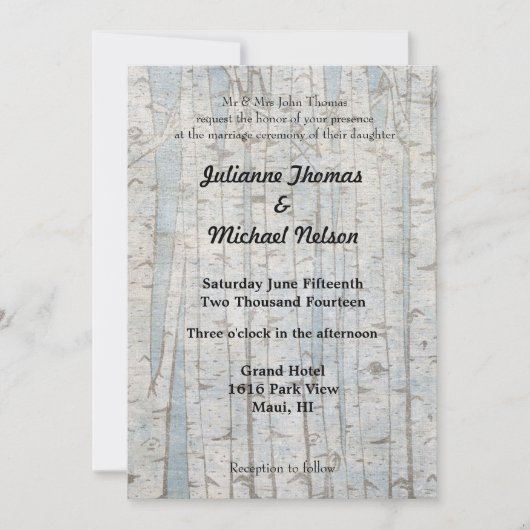 Invitation Mariage de bouleau blanc (Devant)