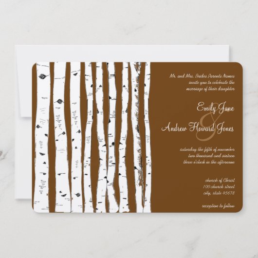 Invitation Mariage de bouleau Brown du mocha Glamping (Devant)