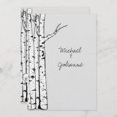 Invitation Mariage de bouleaux gris (Devant / Derrière)