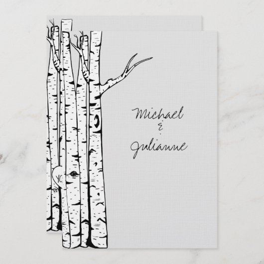 Invitation Mariage de bouleaux gris (Devant / Derrière)