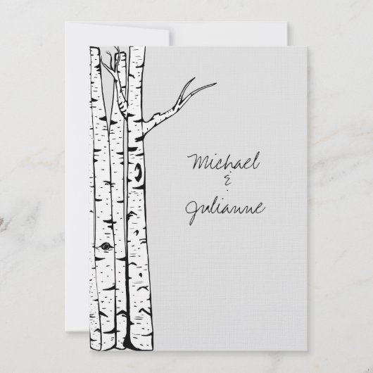 Invitation Mariage de bouleaux gris (Devant)