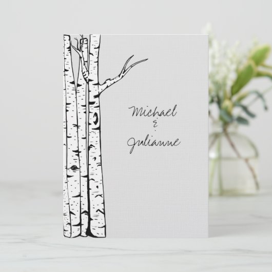 Invitation Mariage de bouleaux gris (Debout devant)