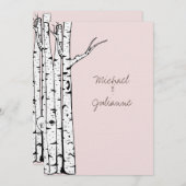 Invitation Mariage de bouleaux rose pâle (Devant / Derrière)