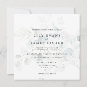 Invitation Mariage de bouquet de feuillage bleu vert Eucalypt