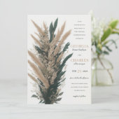 Invitation Mariage de bouquet de feuille d'herbe Boho Pampas  (Debout devant)