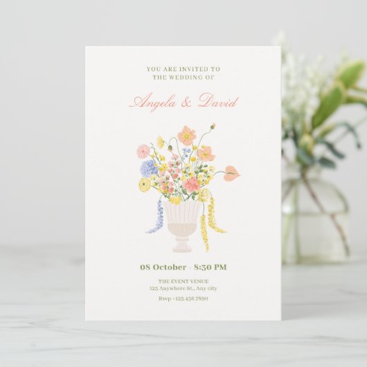 Invitation Mariage de bouquet de fleurs (Debout devant)