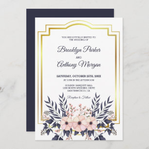 Invitation Mariage De Bouquet De Frame Or Et Fleur