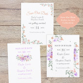 Invitation Mariage de bouquet de pêche Enregistrer la date