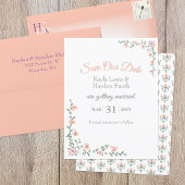 Invitation Mariage de bouquet de pêche Enregistrer la date