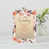 Invitation Mariage De Bouquet Feuille Pink Peonés Et Eucalypt (Debout devant)