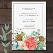 Invitation Mariage de bouquet Fleur sauvage Boho rose