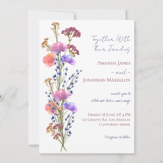 Invitation Mariage de bouquet floral acrylique et délicieuse  (Devant)