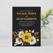 Invitation Mariage de bouquet floral blanc jaune moderne (Debout devant)