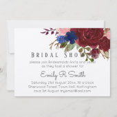 Invitation Mariage de bouquet floral bleu Bourgogne (Devant)