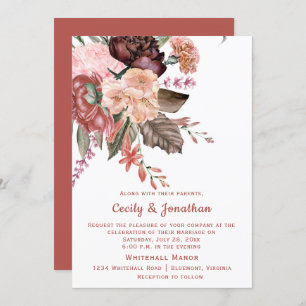 Invitation Mariage de bouquet floral d'automne  
