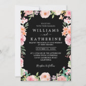 Invitation Mariage de bouquet noir rose et rose brun (Devant)