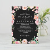 Invitation Mariage de bouquet noir rose et rose brun (Debout devant)