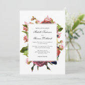 Invitation Mariage de bouquet rose (Debout devant)
