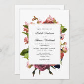 Invitation Mariage de bouquet rose (Devant / Derrière)