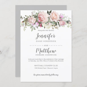 Invitation Mariage de bouquet Rose Blush Pink