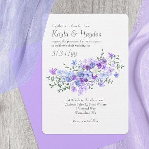 Invitation Mariage de bouquet rose violet et bleu clair