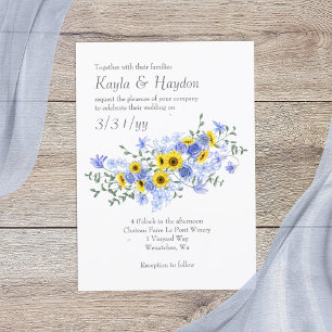 Invitation Mariage de bouquet Sunflowers et Blue Rose