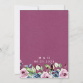 Invitation Mariage de Bourgogne de la marine florale moderne (Dos)