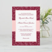Invitation Mariage de Bourgogne et de Damas roses (Debout devant)
