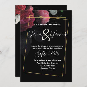 Invitation mariage de Bourgogne Floral Russe