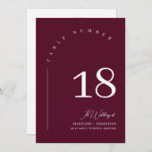 Invitation Mariage de Bourgogne moderne - Numéro de tableau (Devant / Derrière)