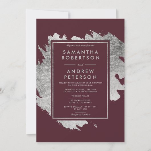Invitation mariage de Bourgogne rouge (Devant)