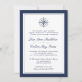 Invitation Mariage de boussole marine et blanche (Devant)